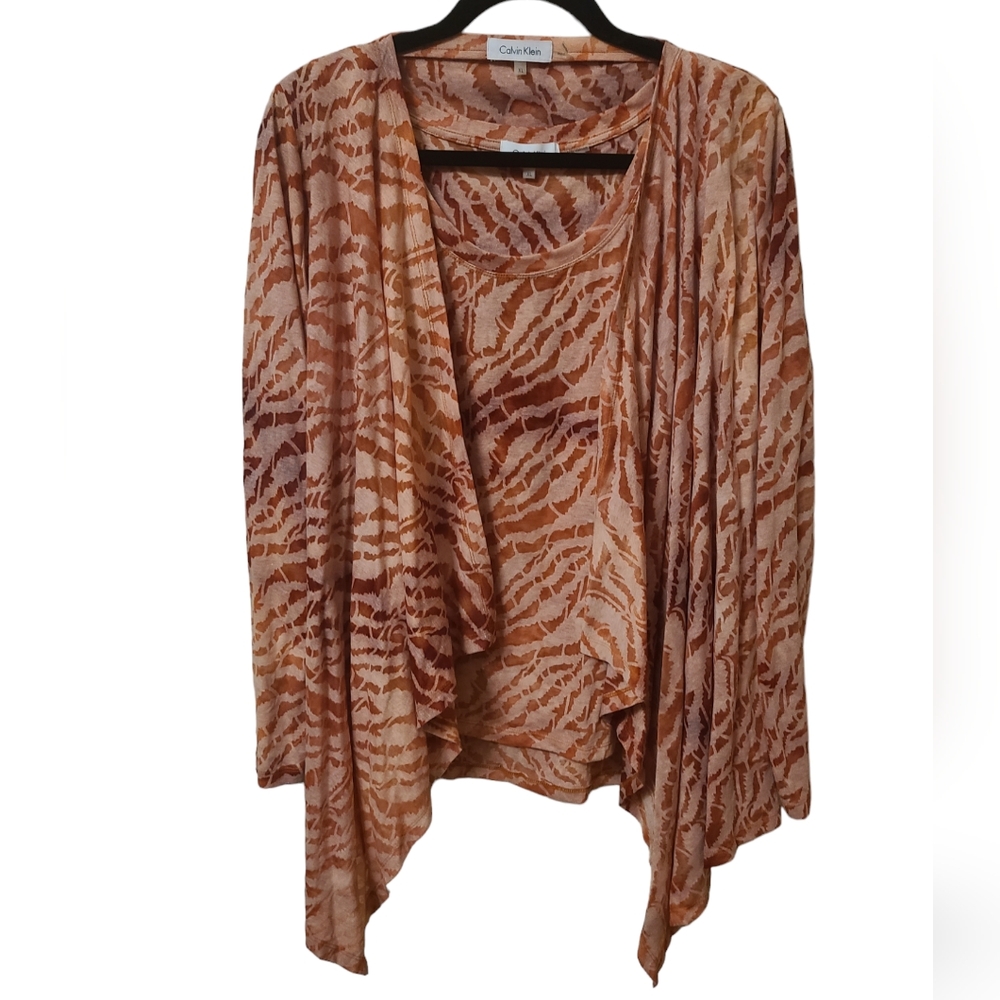 Calvin Klein 2 piece cardigan set, NWOT, long sleeve, semi-sheer, XL